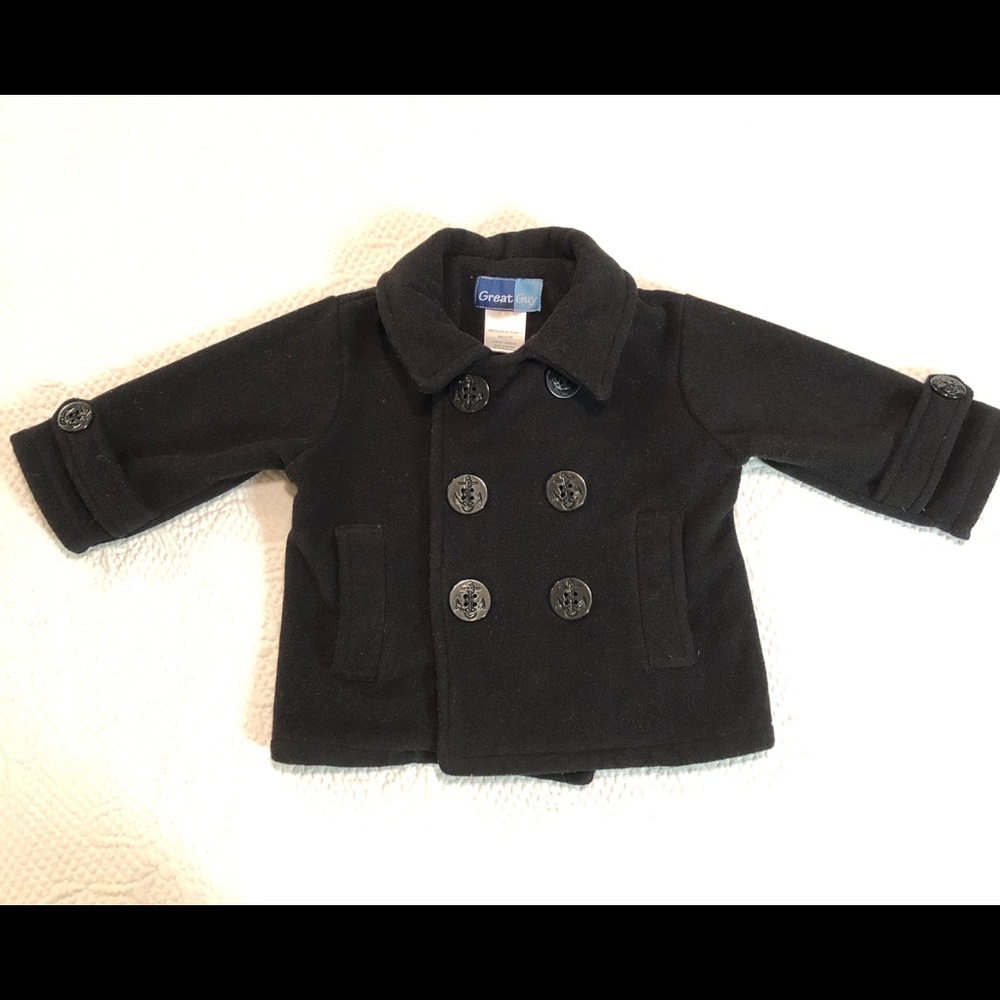 Toddler pea coat with anchor buttons